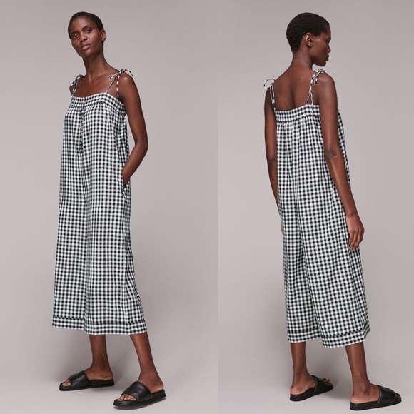 NWOT Whistles Penny Tie Strap Gingham Jumpsuit - Picture 1 of 14
